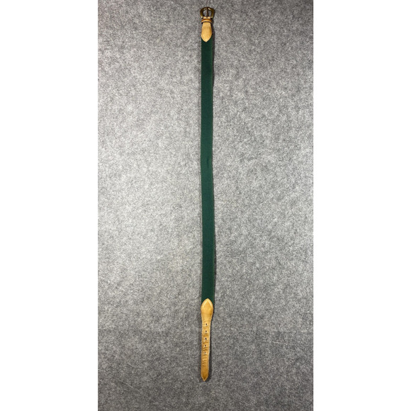 Trafalgar Belt Mens Size 30 Green Surcingle Canvas Leather Tabs Brass Buckle - Picture 3 of 13